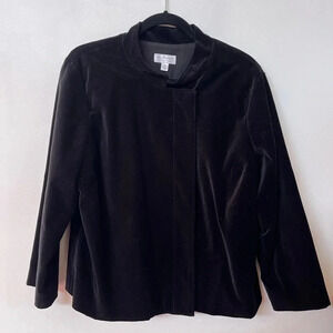 Isaac Mizrahi for Target Black Velvet 3/4 Sleeve Blazer Office Mandarin Collar